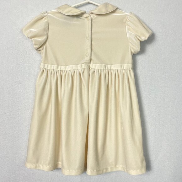 Ralph Lauren Short Sleeve Cream Velvet Dress Girls Size 24 Months - Picture 2 of 9